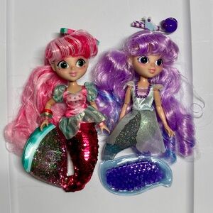 Bundle Lot of 2 Fidgie Friends Mermaid Dolls Fidget Boba Bubbles & Watermellow